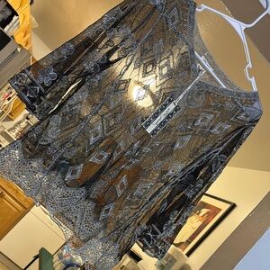 Sheer Black and Gray Lace Top